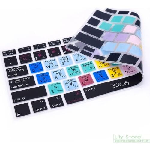 AI Illustrator Shortcut Hotkey Silicone Keyboard Cover Skin for MacBook Air 13 Inch 2021 2020 Touch ID A2179 and A2337 M1 Chip