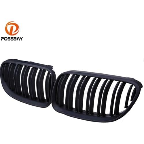 POSSBAY Matte Black Double Slat Kidney Sport Front Bumper Hood Grill Grille For BMW 3-Series E92 E93 Coupe 2010-2013 Facelift