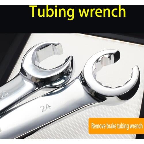 Tubing Wrench Brake Tubing Disassembly Special Wrench Double Head Open Fork Wrench Tool Set Chrome plating Auto Repair Tool