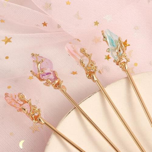 Vintage Chinese Style Hair Stick Women Metal Rhinestone Hair Stick Hair Chopsticks Hairpin Woman Jewelry Hair Clip Accessories