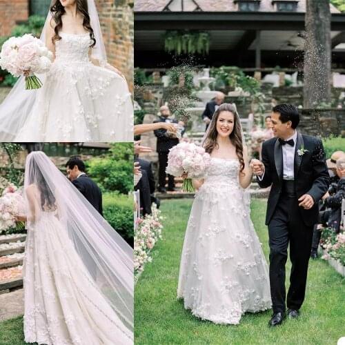 3D Flower Country Wedding Dresses Sexy Strapless Boho Backless A Line Wedding Dress Summer Garden Bridal Gowns robes de mariée