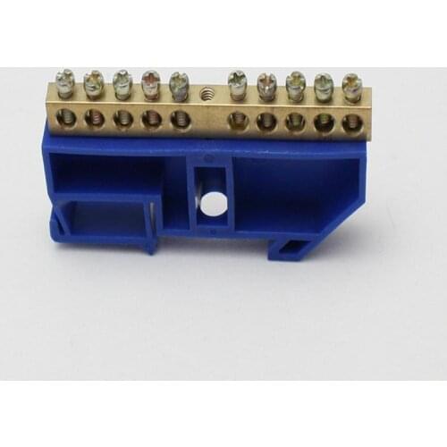 1Pcs JDA5-0812 Distribution box rail type connection copper bar copper terminal strip wiring block flame retardant plastic Blue