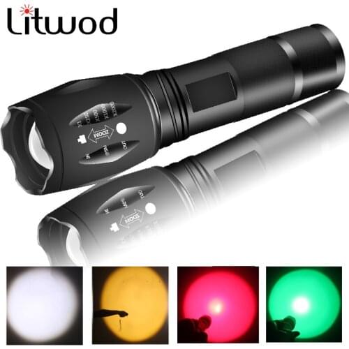 10pcs Yellow & White 2 Colors XM-L2 U3 Led Flashlight Zoomable Waterproof Torch 18650 or AAA Battery for Camping Lantern