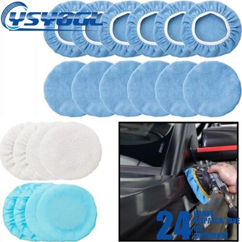 20Pcs 5/6 Inch Car Polisher Pad Microfiber Waxing Applicator Bonnet Buffer Polishing Plush Cloth Pads Cover