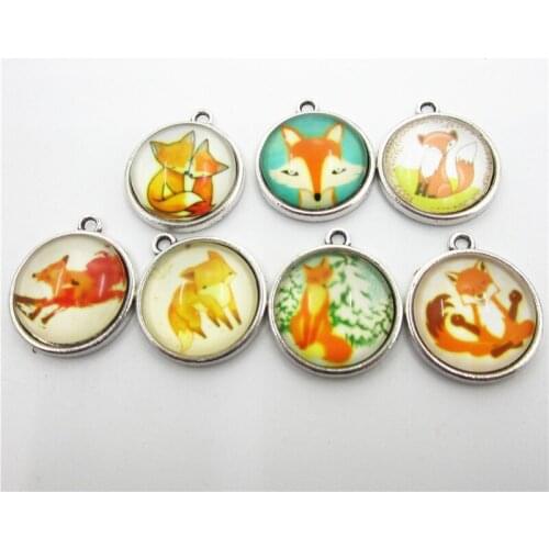 20pcs Mix random Animals Fox prince dangle charms for bracelets bangles necklace jewelry accessory glass hanging charms