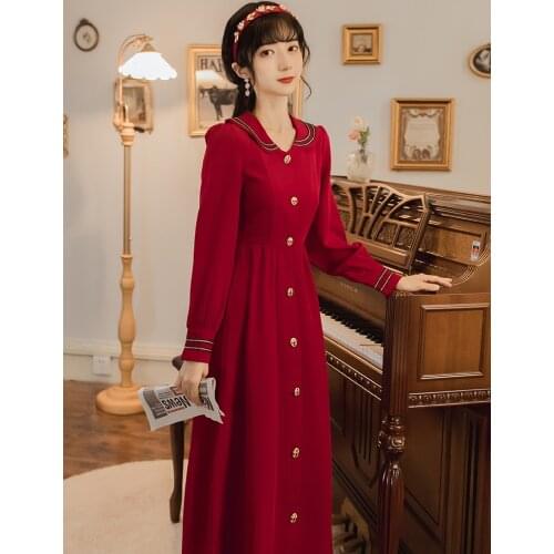 2020 new fashion womens clothing Peter pan Collar Full Vintage dresses women woman dress