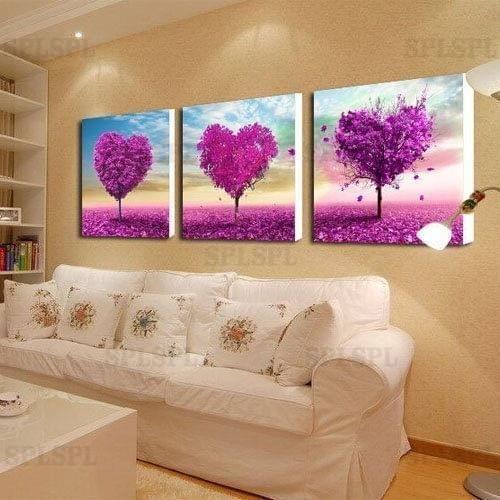 3 Panels Canvas Art Purple Paintings Canvas Flowers Pictures Modern Decoration Home Decoration Wall Art Office Wall Painting