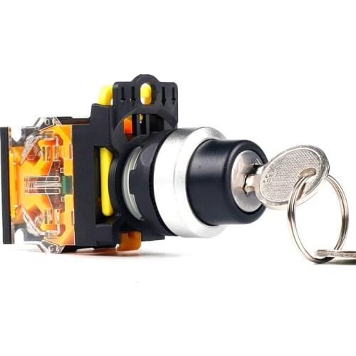 5 PCS Push button switch Selector switch Key-operated 2-Position Latching OR Momentary Waterproof IP65 LA115-B2-11YS