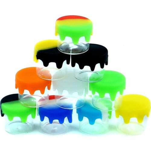 5pcs 6ml Glass Bottle Wax Dab Container Small Storage Jar for Smoke Creams Cosmetic Clear Slick Concentrate Tank Wholesale