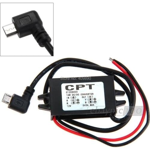 50PCS/LOT DC-DC Converter 12V to 5V 3A Step Down Power Supply Module Micro USB Waterproof