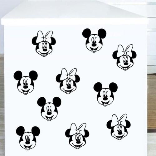 8pcs/set Cartoon Disney Mickey Minnie Wall Stickers For Kids Room Glass Cups Accessories Art Mural Decoration DIY Wall Decal