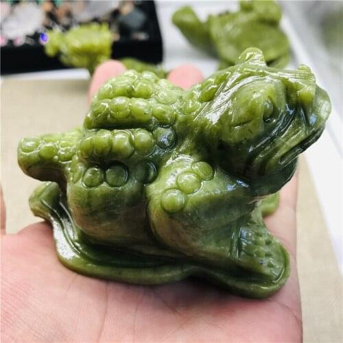 Xiu jade crystal stone carving golden toad aura stone healing