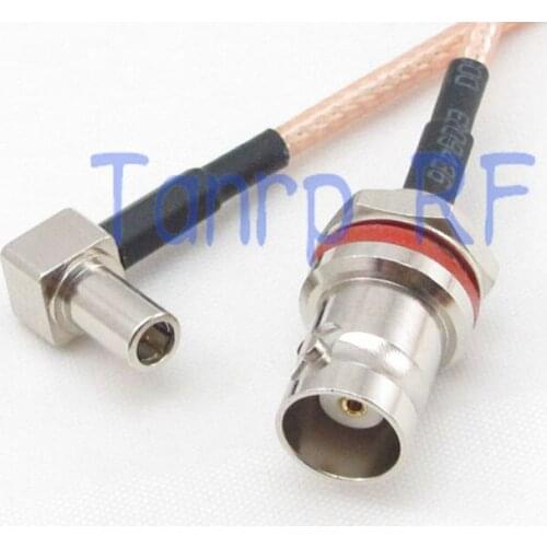 8in mini BNC female with nut bulkhead to MS147 male right angle RF 20CM Pigtail coaxial jumper cable RG316 extension cord