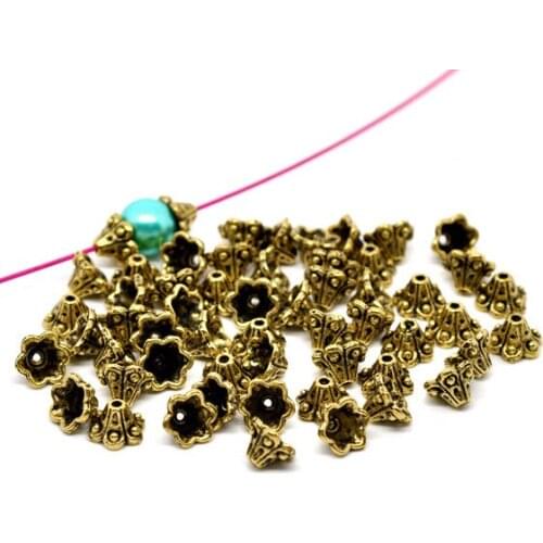 Free Shipping 500pcs Antique Gold Tone Flower Bead Caps Findings 10x5mm (Fit 8mm Bead) Jewelry Findings Wholesale J0507*5