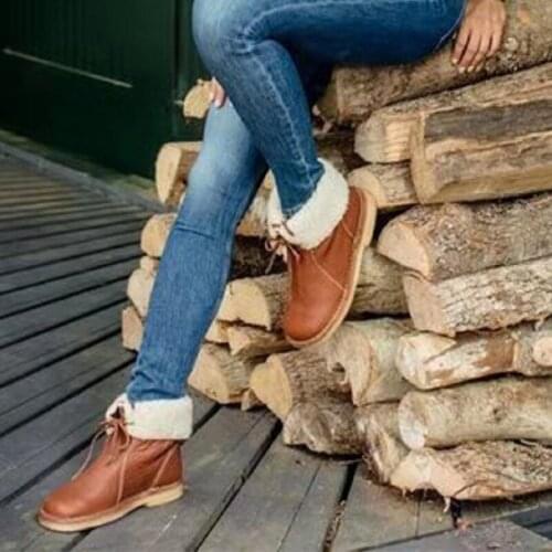 Women Ankle Boots 2020 Winter Ladies Short Fur Plush Woman Soft Warm PU Leather Female Snow Boot Chunky Heels Womens Shoes