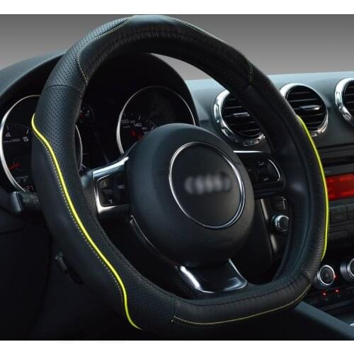Car Steering Wheel Cover D Shape Ring Genuine leather 38CM For Audi TT Mercedes Benz C Volkswagen POLO Sagitar Citroen C4L