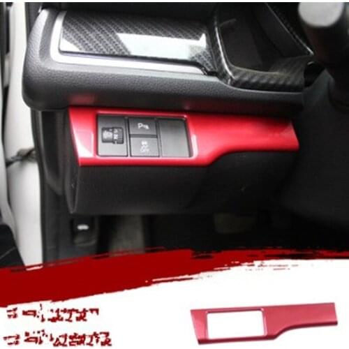 For Honda Civic 10th 2016 2017 2018 1pc ABS Car Center Console Headlight Lamp Switch Trim Frame Red Decorative Accessories