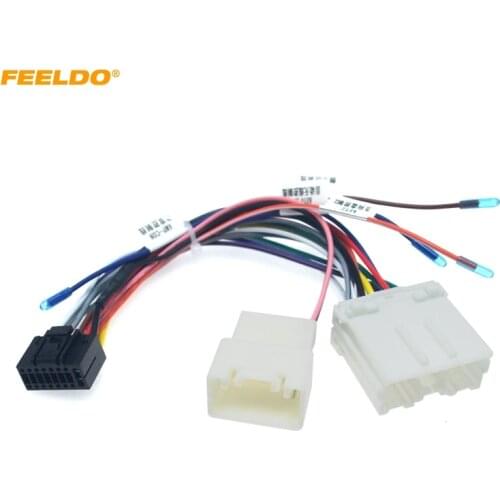 FEELDO Car Radio Audio 16PIN Adaptor Wiring Harness For Mitsubishi Pajero Sport Power Calbe Wire Plug Harness #HQ6387