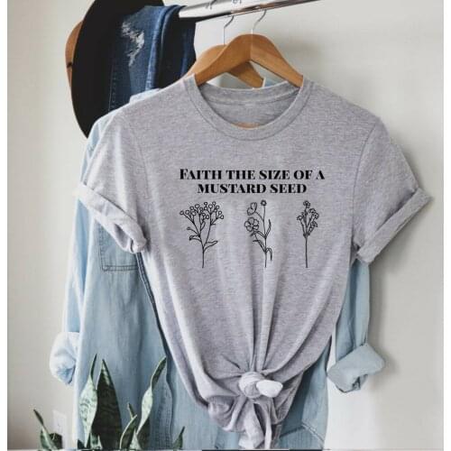Faith Christian T shirt Bible Verse Easter Gift,Faith Like a Mustard Seed t shirt slogan graphic pure cotton tees vintage tops
