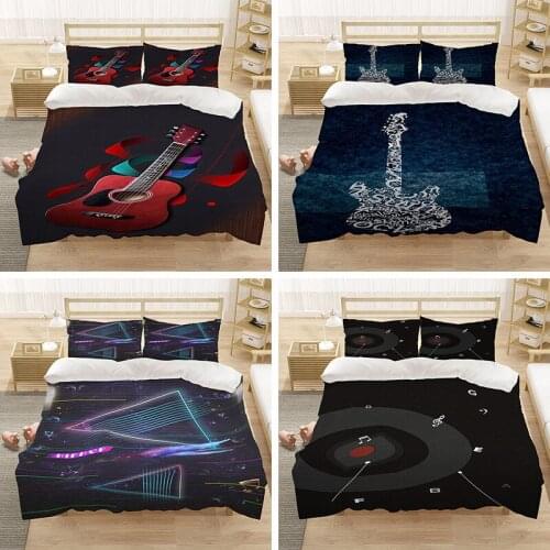 Hot style 3D digital guitar printing Polyester bedding set 1 duvet cover + 1/2 pillowcases (no sheet)