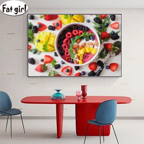 Colorful Fruit Poster diamond painting diy cross stitch Kitchen Decor Strawberry And Pineapple embroidery square/round mosaic