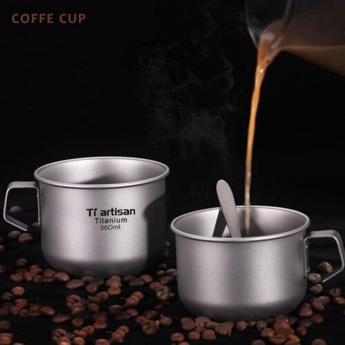 230ml/260ml Titanium Travel Camping Mug Drinking Beer Coffee Tea Handle Cup Titanium Durable Handle Portable Travel Tableware