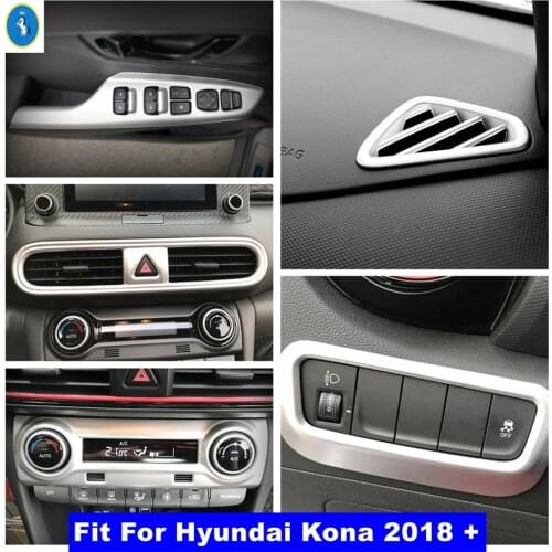 Yimaautotrims Auto Accessory For Hyundai Kona 2018 2019 2020 ABS Dashboard Inside Air Conditioning AC Outlet Vent Net Cover Trim