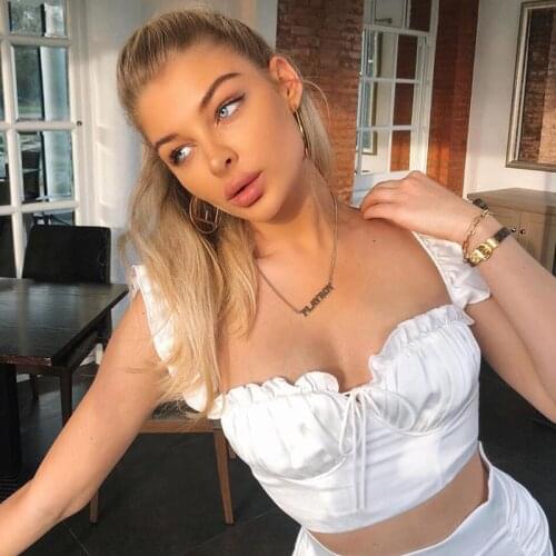 Women Sleeveless Tanks Solid Vest Camis Ruffle Crop Top Womens Streetwear Fashion Tees Tops Hot