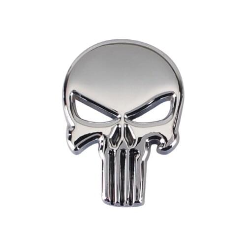 50pcs/Lot Metal Skull Punisher Skull Chrome Car Emblem Badge Logo