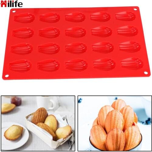 HILIFE Mini Cake Mould 20 Cavity Bakeware Pastry Tool Silicone Cookie Biscuit Molds Madeleine Pan Baking Tray