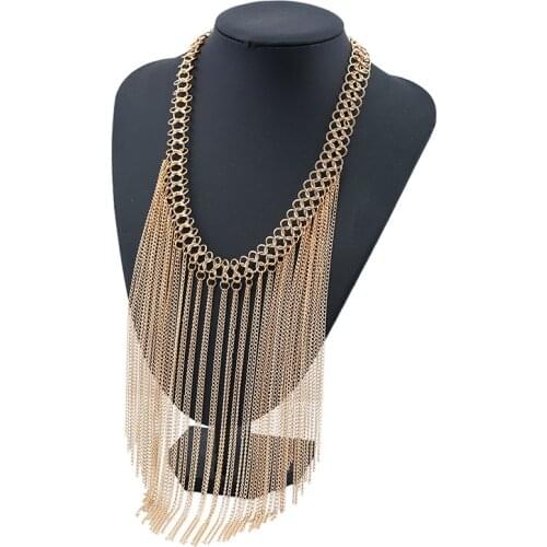 LZHLQ 2020 Fashion Chunky Necklace Tassels Collar Choker Necklace Vintage Statement Maxi Necklace Women Jewelry