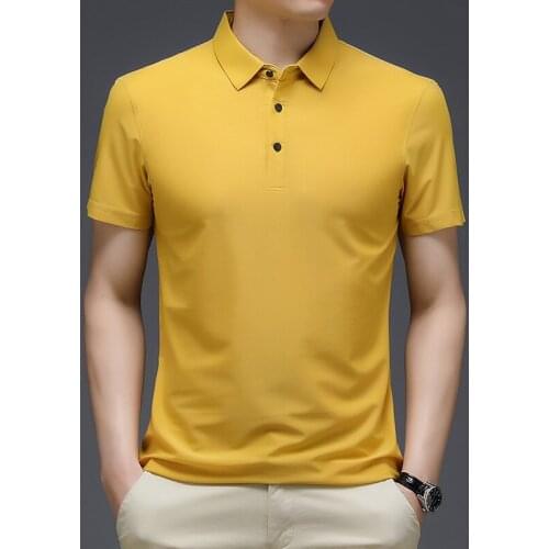Short-sleeved POLO shirt mens fast dry clothes lead cool on clothes middle-aged men ice silk cotton breathable trend POLO shirt