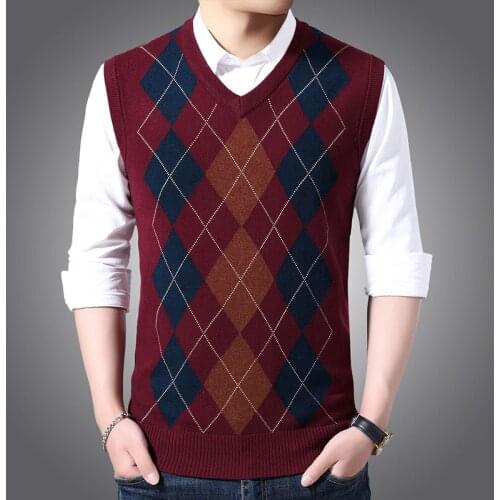 Knitting Patterns Autumn Casual Clothing Men New Fashion Brand Sleeveless Sweater Mens Pullover Vest V Neck Slim Fit Jumpers