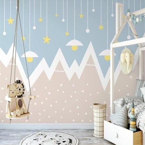 Milofi custom 3D wallpaper mural geometric mountain starry sky childrens room background wall living room bedroom decoration pa