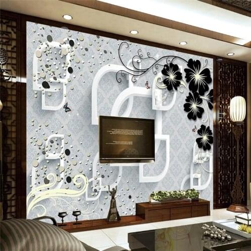 Beibehang Custom Wallpaper House Decorative Mural Black Flower 3D Background Wall European Style Pattern murals 3d wallpaper