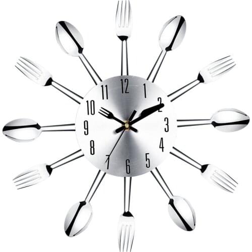 Stainless steel knife and fork spoon kitchen restaurant wall clock Home Decoration