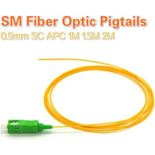 0.9mm SC APC Singlemode SM Fiber Optic Pigtails Optical fiber connector 1M 1.5M 2M x50pcs Lot