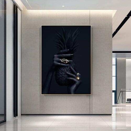Black Woman Hands and Pineapple Posters and Prints Modern Art Painting Wall Art Canvas Pictures for the Home Living Room Decor