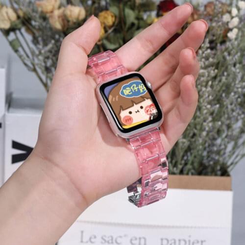 Strap for Apple Watch 6 band 44mm 40mm iWatch band 42mm 38mm Transparent Resin Belt Bracelet Apple watch series 3 4 5 se 6 band