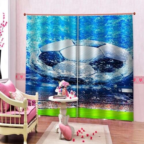 Luxury Blackout 3D Window Curtains For Living Room Bedroom blue curtain sport ball curtain
