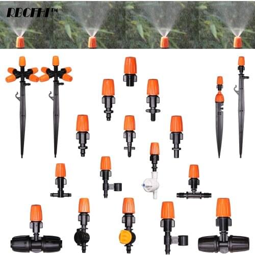 1/4'' 3/8'' Garden Dripper Sprayer Nozzle Watering Misting Atomizing Sprinklers Irrigation System with Tee Barb thread Connector