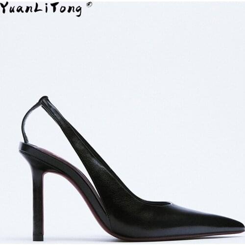 Zar High-heeled Sandals Women 2021 Autumn New Black Slingback Elegant Fashion Single Shoes Stiletto Professional Sandals