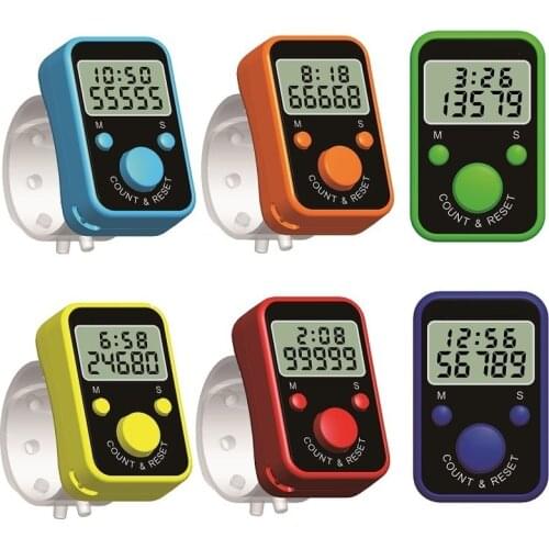 1PCs Finger Counter Chanting Counter LCD Electric Digital Display with Time Ring Chanting Register Sewing Knitting Weave Tools