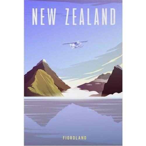 Retro Fiordland, New Zealand Art print Silk poster Home Wall Decor