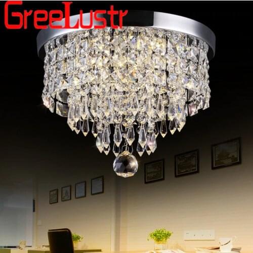 Modern K9 Crystal LED Ceiling Chandelier Lamp Round Surface Mounted Crystal Plafon For Living Room lustre design Ceiling lamps