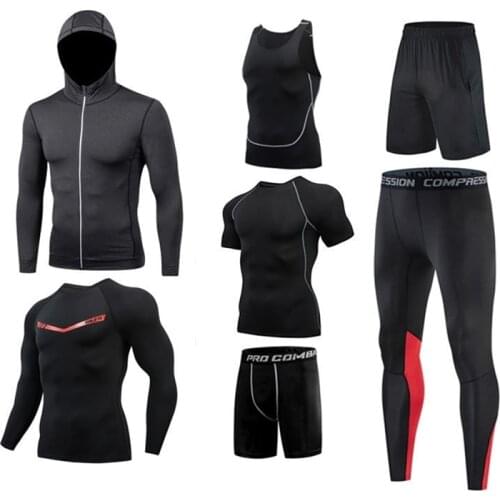 2020 Sports Suit Mens Running Set Basketball Underwear Tights Sportswear Gym Fitness Tights Jogging Training Tracksuits Clothes