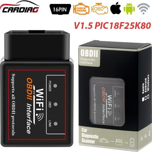 Super Mini ELM327 V1.5 WIFI OBD2 Auto Diagnostic Tool ELM 327 Works On IOS/Android/Windows Elm-327 OBDII Car Adapter