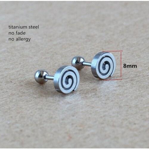 Titanium Screw-back 8mm Stud Earrings 316 L Stainless Steel No Fade No Allergy