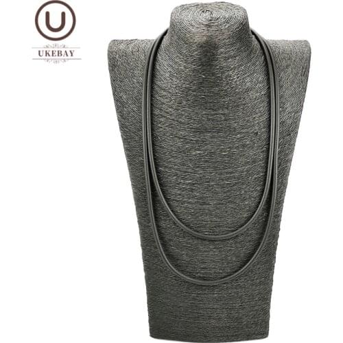 UKEBAY New Simple Rubber Leather Necklaces DIY Jewelry Women Silicone Torques Black Necklace Elasticity Body Chains For Sweater