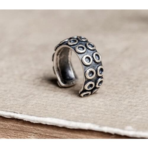 1pc Gothic Punk Sytle Antique Real 925 Sterling Silver Open Size Octopus Foot Clip Ear Women Mens Earrings Hiphop Rock Jewelry